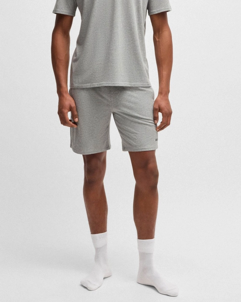 Hugo Boss Unique Mens Stretch-Cotton Pyjama Shorts with Logo Print